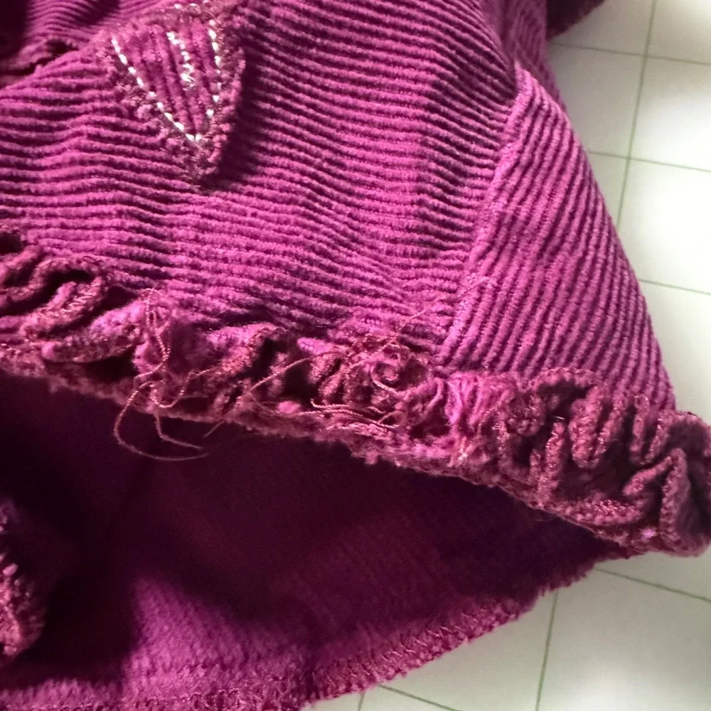 Vintage 90s Oshkosh purple Ruffle Corduroy Tiered Floral skirt Girls 5T 5Y